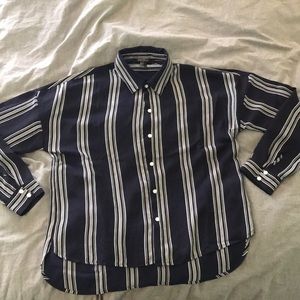 Blue and white striped shirt